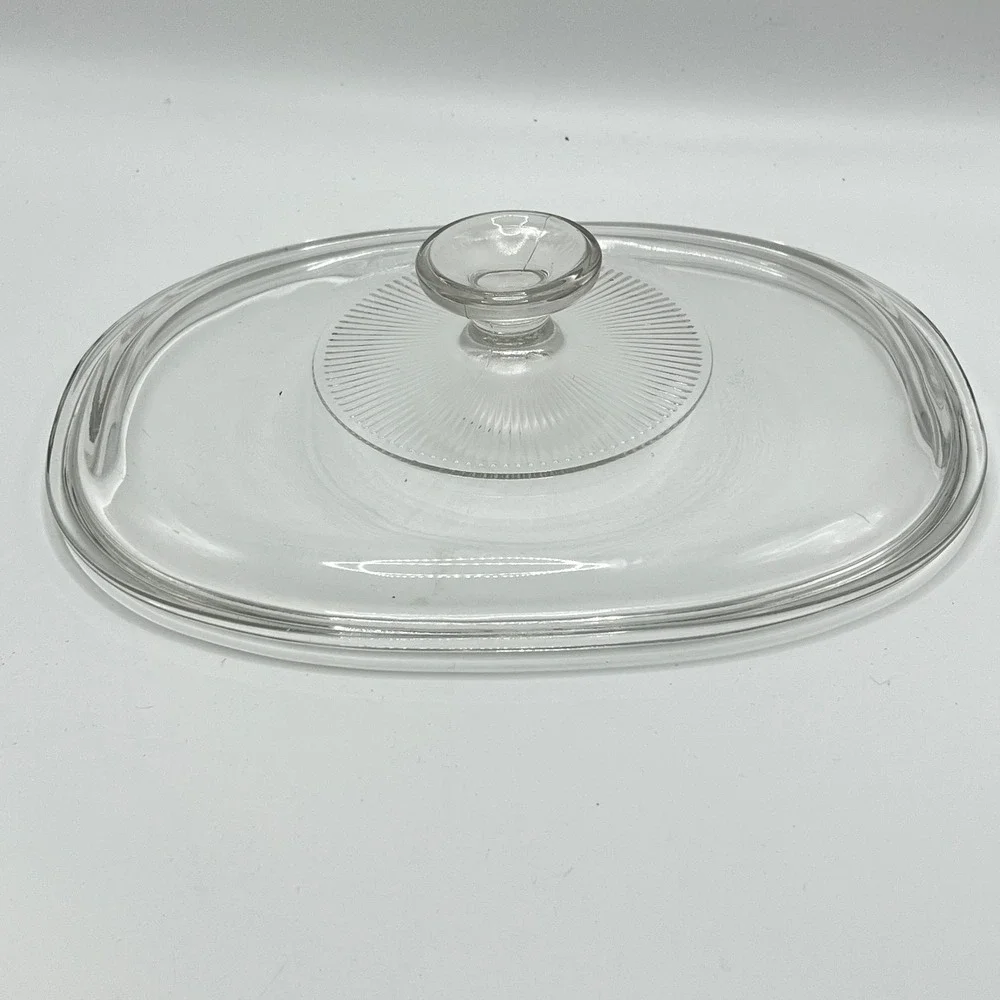Pyrex Clear Glass Oval Replacement Lid F-12-C Sunburst Knob 10 Inch Casserole